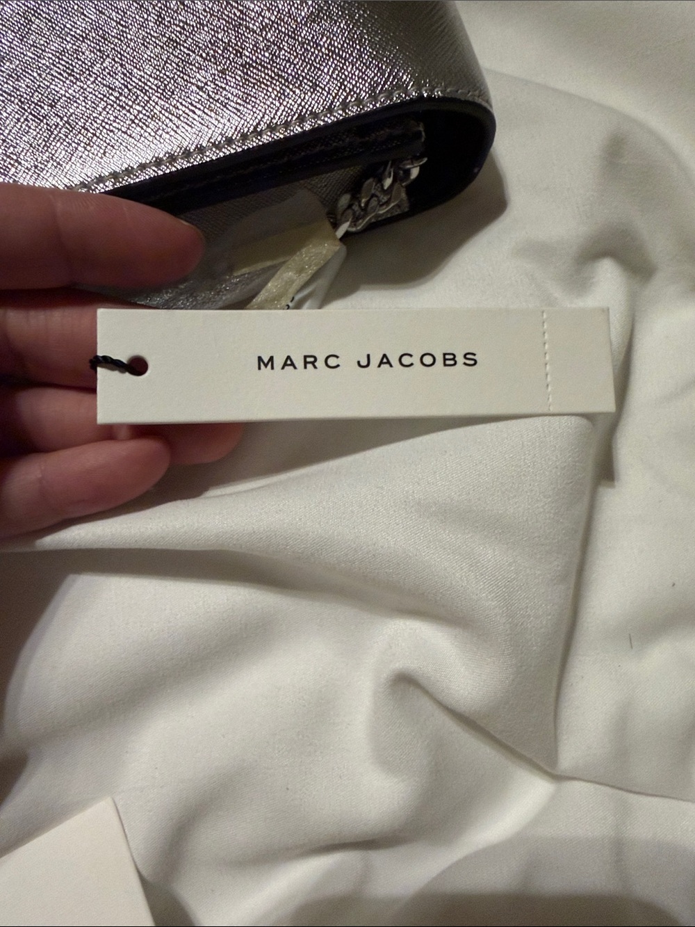 NWT Marc Jacobs Metallic Silver Wallet on Chain Crossbody Bag - Picture 11 of 12